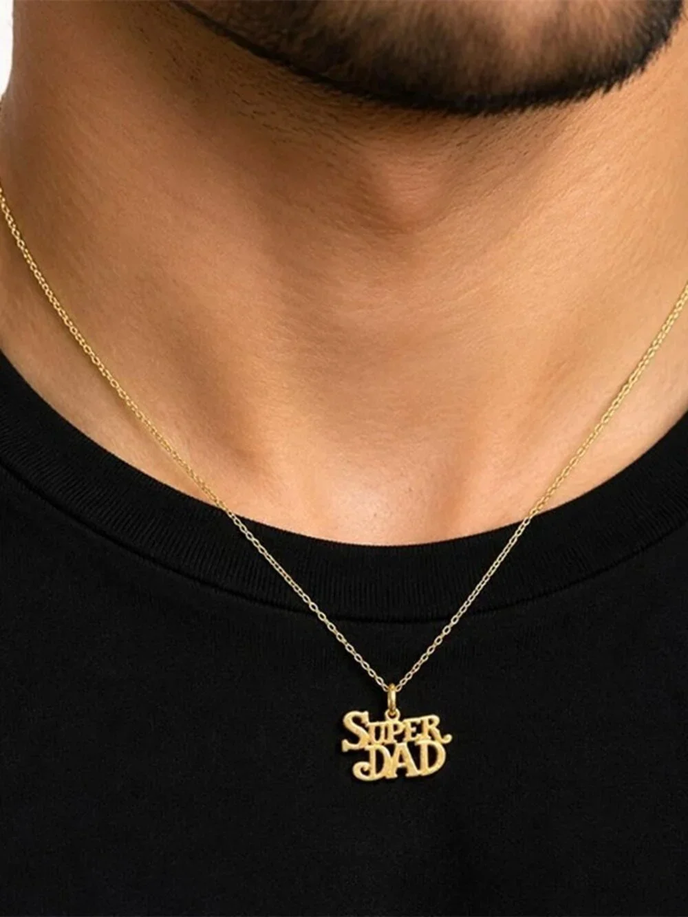 Super Dad Pendant Solid 14k Yellow Gold